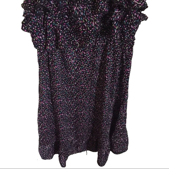 NWT STUDIO SPA Confetti Print Sleeveless Dress W Tiered Ruffle Overlay Black L - Picture 9 of 12